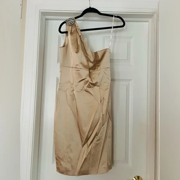 Calvin Klein | Dresses | Beautiful Champagne One Shoulder Calvin Klein Size  8 Cocktail Dress | Poshmark